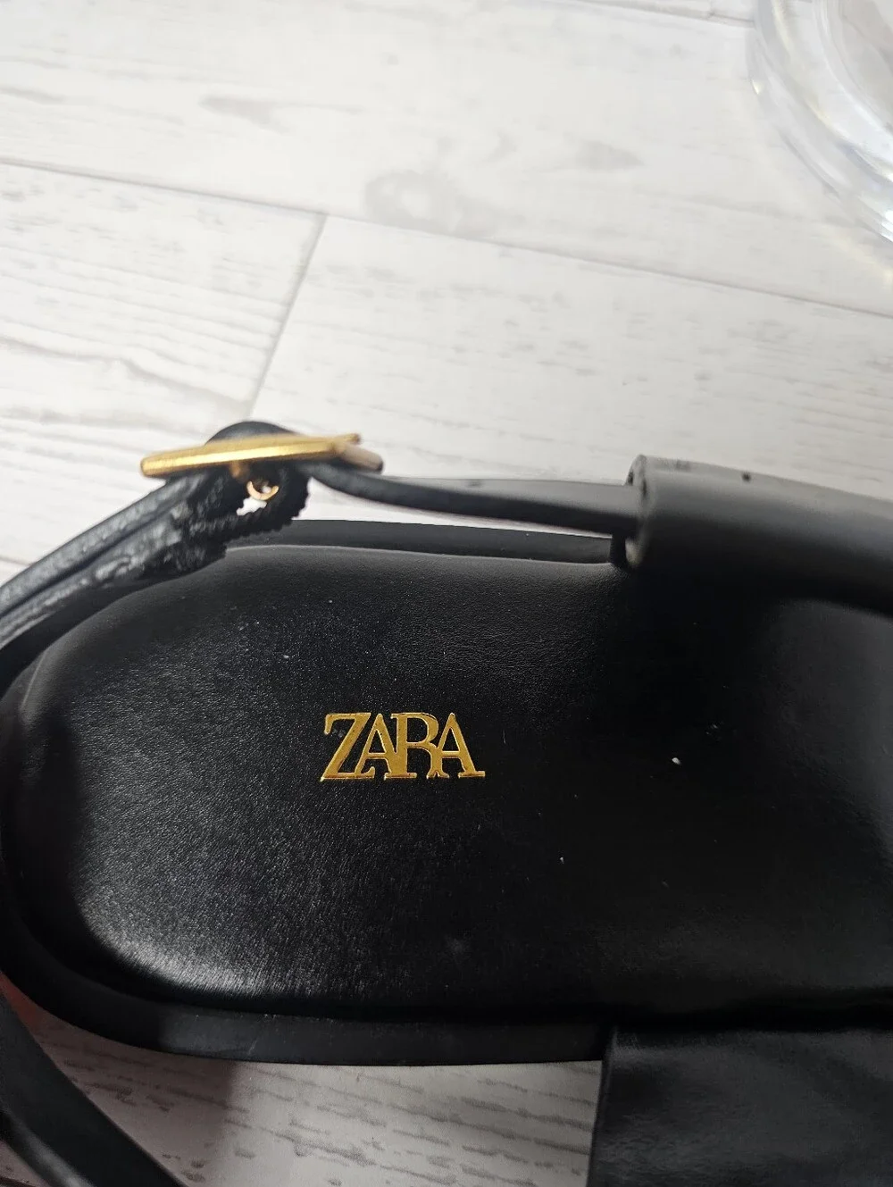 ​ZARA Black Flat Sandals Gold Toe Loop Hardware Size US 6.5 EU 37 New With Tags - Picture 8 of 11